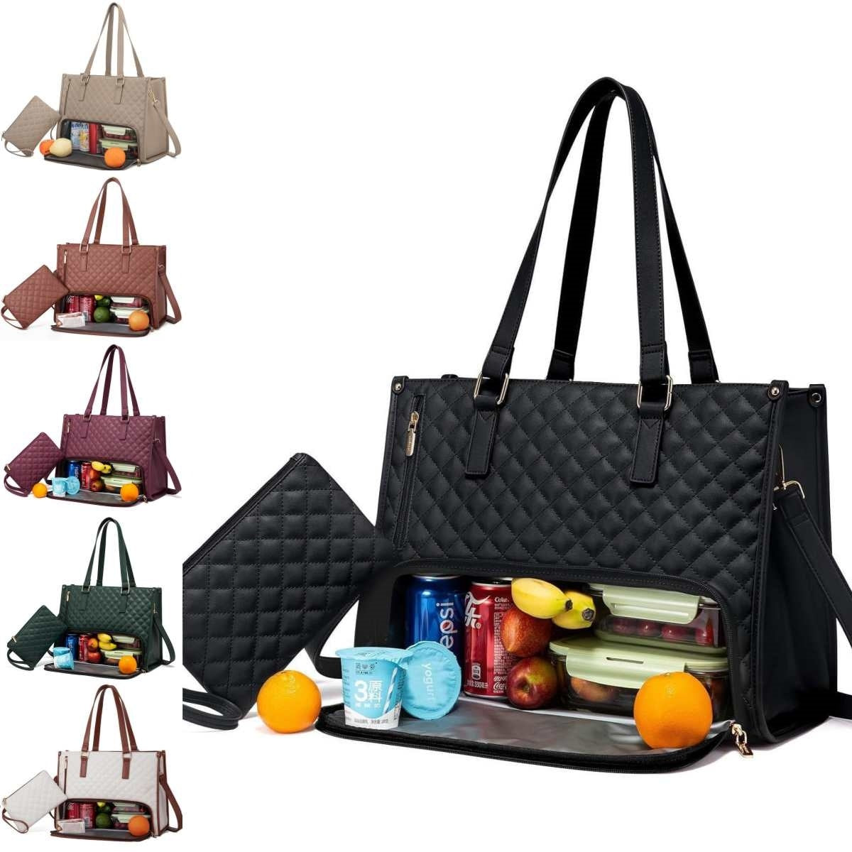 Fashionable Quilted Insulated Lunch Tote – Leak-Proof Thermal Bag with Crossbody Strap