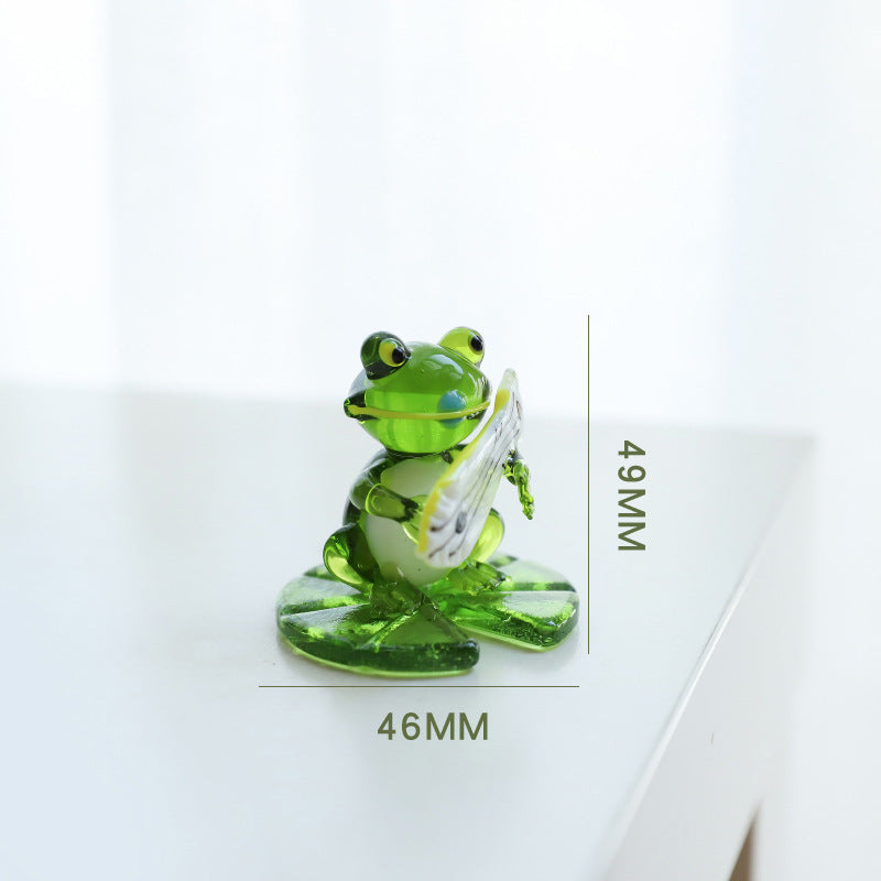 Glass Frog Figurine – Handcrafted Decorative Ornament for Home & Office