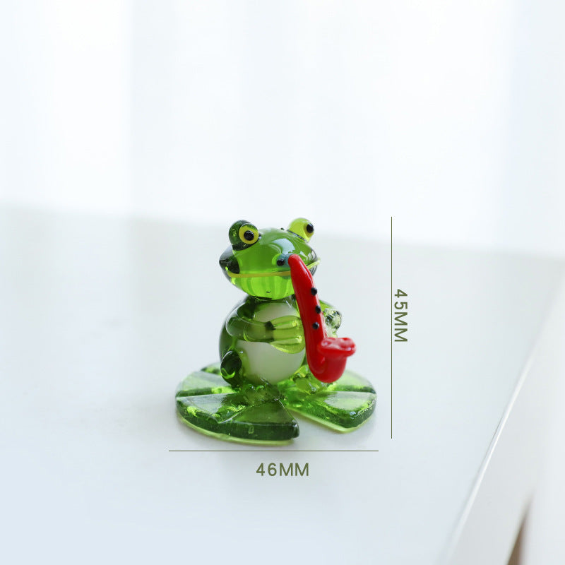 Glass Frog Figurine – Handcrafted Decorative Ornament for Home & Office