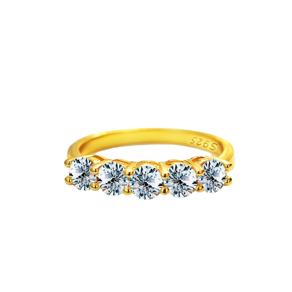 Moissanite Five-Star Row Ring | 925 Sterling Silver Women’s Band