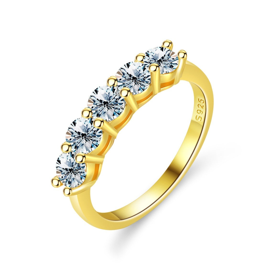 Moissanite Five-Star Row Ring | 925 Sterling Silver Women’s Band