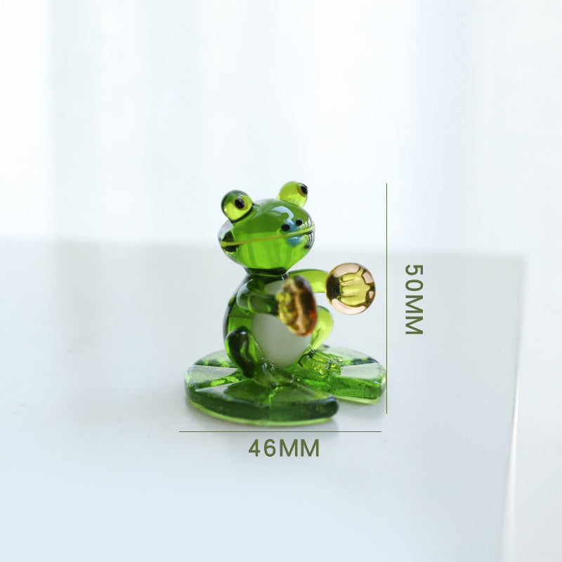 Glass Frog Figurine – Handcrafted Decorative Ornament for Home & Office