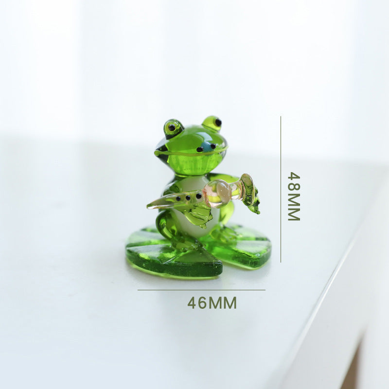 Glass Frog Figurine – Handcrafted Decorative Ornament for Home & Office