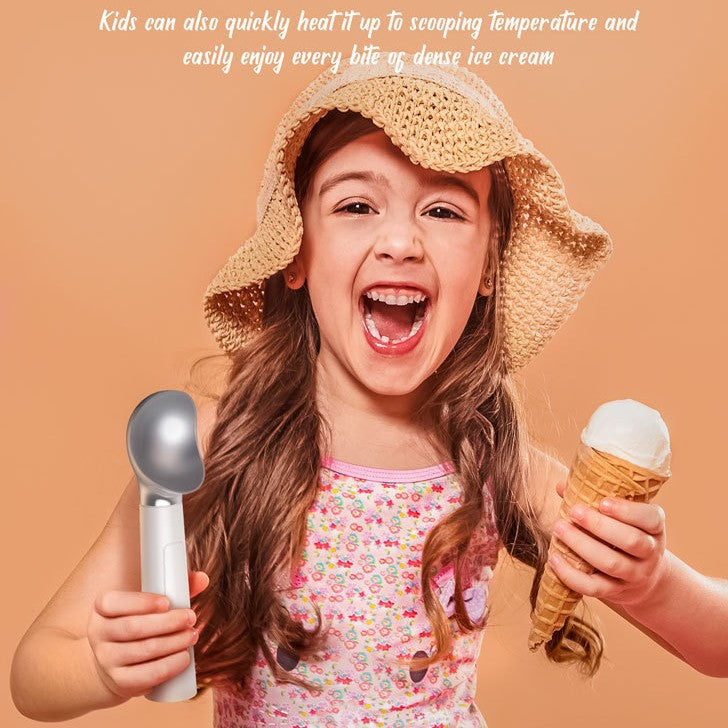 Heated Stainless Steel Ice Cream Scoop – Rechargeable & Self-Warming for Effortless Scooping
