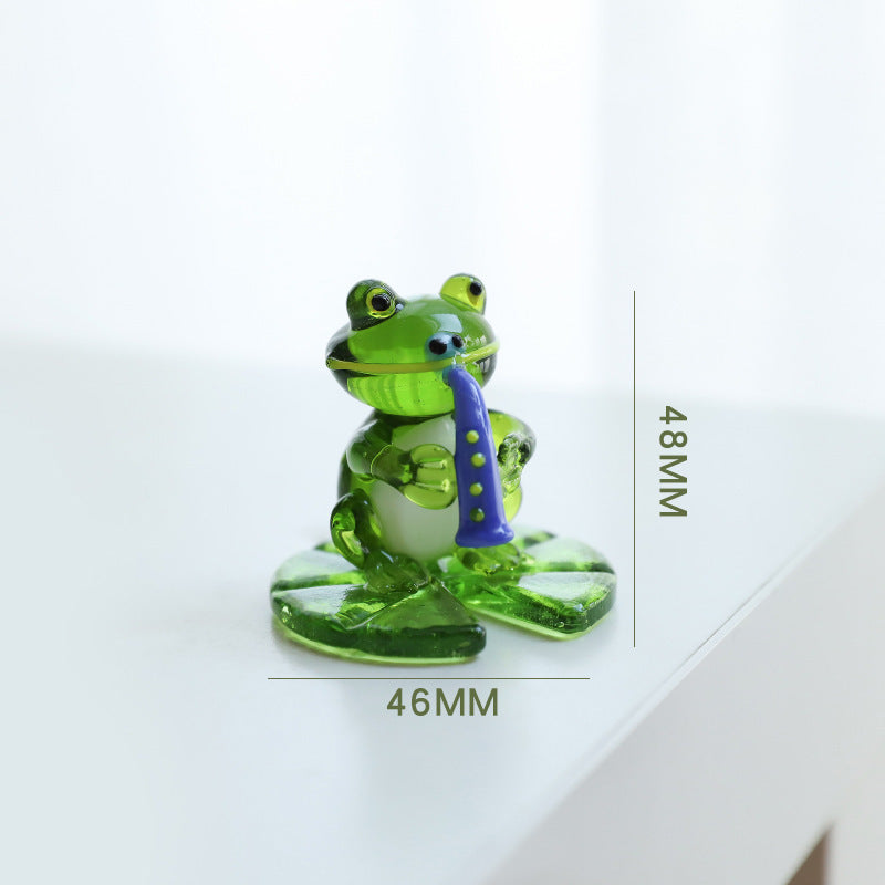 Glass Frog Figurine – Handcrafted Decorative Ornament for Home & Office