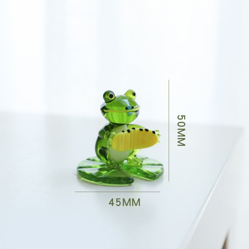 Glass Frog Figurine – Handcrafted Decorative Ornament for Home & Office