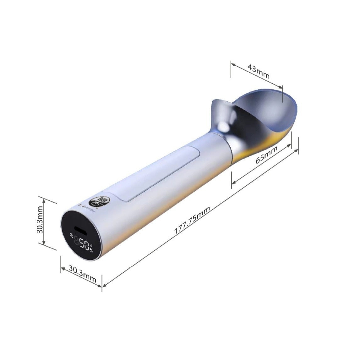 Heated Stainless Steel Ice Cream Scoop – Rechargeable & Self-Warming for Effortless Scooping