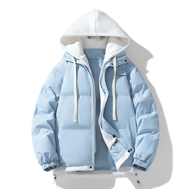 Fake Two-piece Cotton-padded Coat Thickened Hooded Warm Jacket