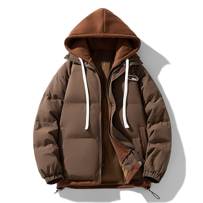 Fake Two-piece Cotton-padded Coat Thickened Hooded Warm Jacket
